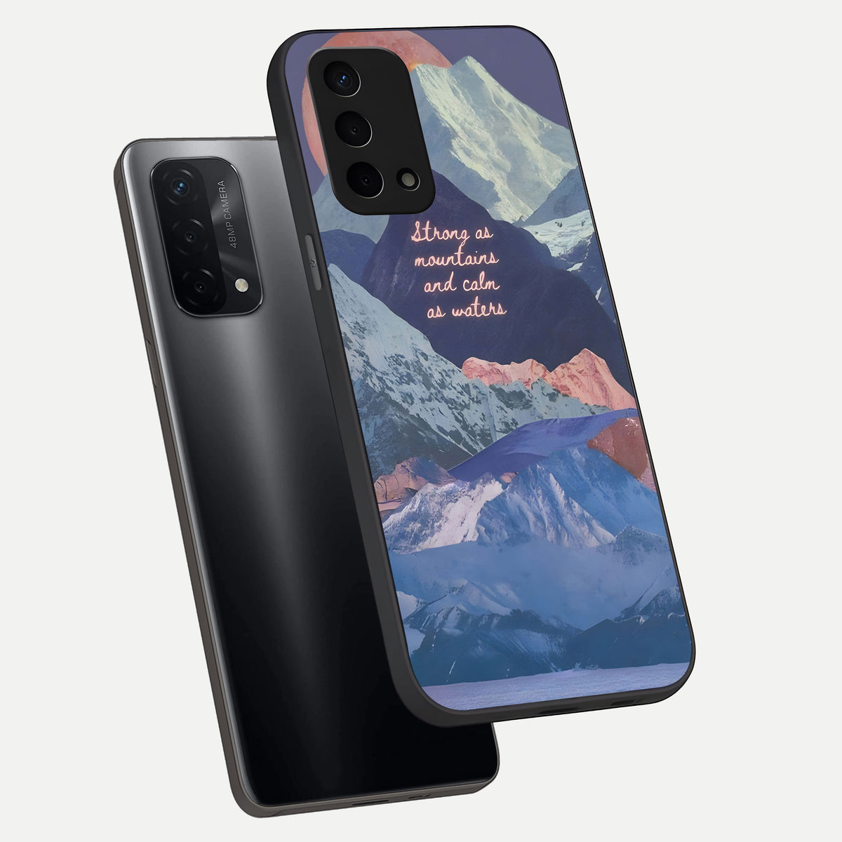  Celestial Mountain Calm phone case For Oppo A74 5G showing premium glass back cover with detailed artwork