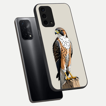  Clever Eagle phone case For Oppo A74 5G showing premium glass back cover with detailed artwork