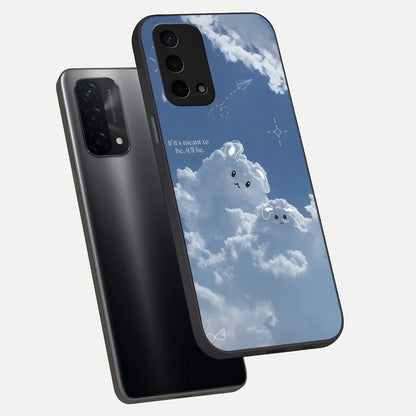  Cloud Bunny Dreams phone case For Oppo A74 5G showing premium glass back cover with detailed artwork
