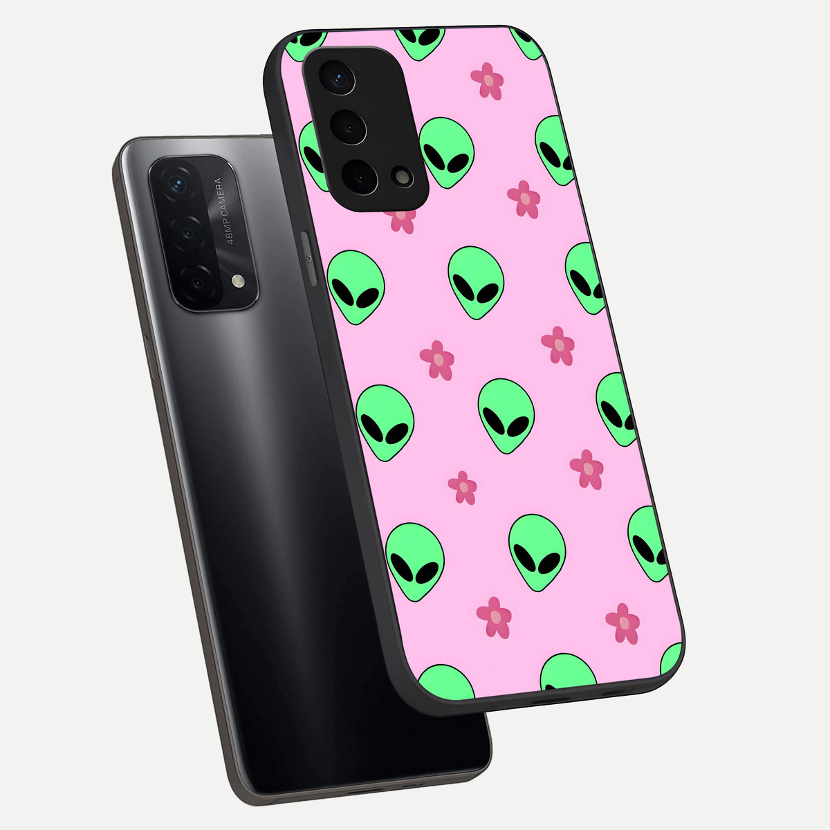  Cosmic Cute Crush phone case For Oppo A74 5G showing premium glass back cover with detailed artwork