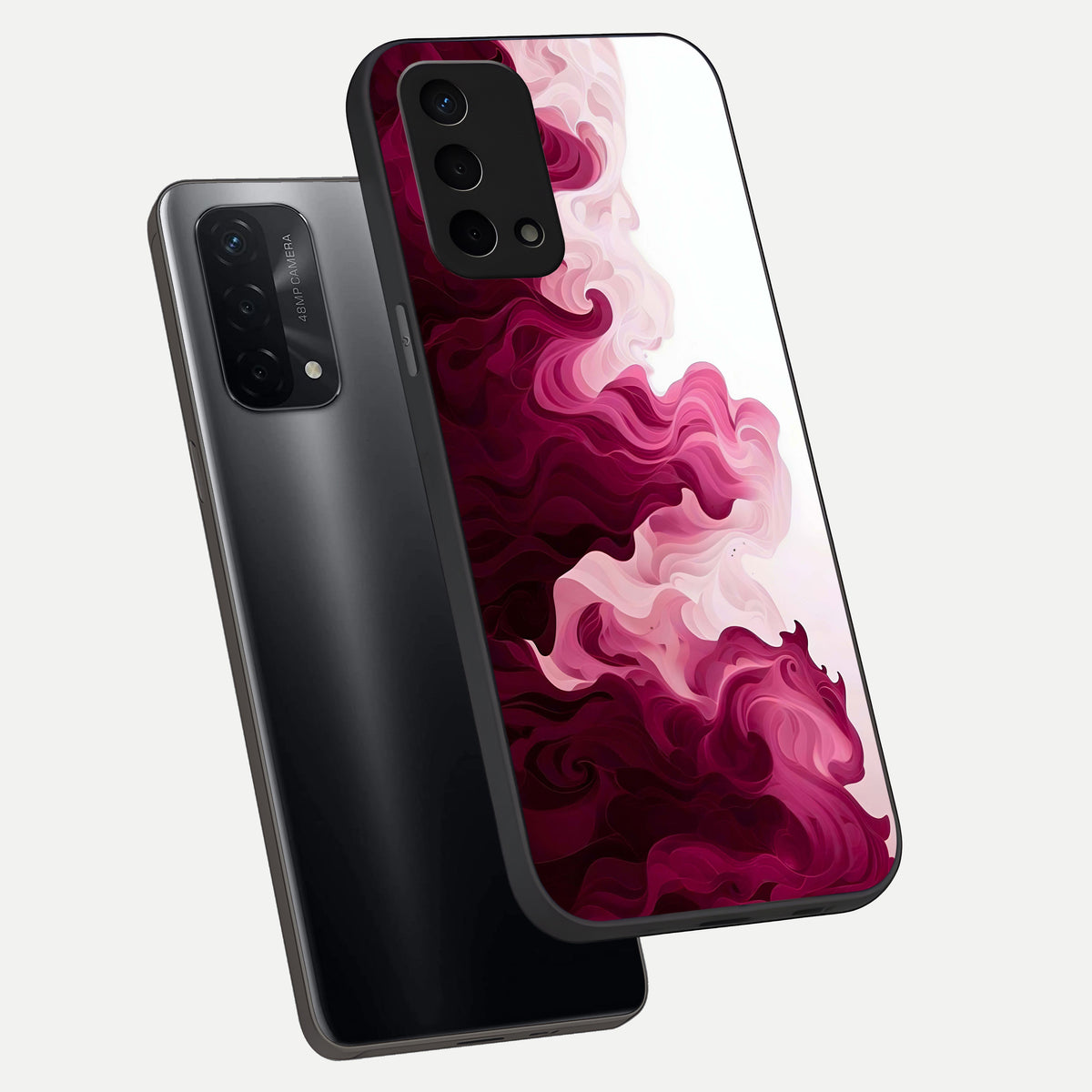  Crimson Wave Flow phone case For Oppo A74 5G showing premium glass back cover with detailed artwork