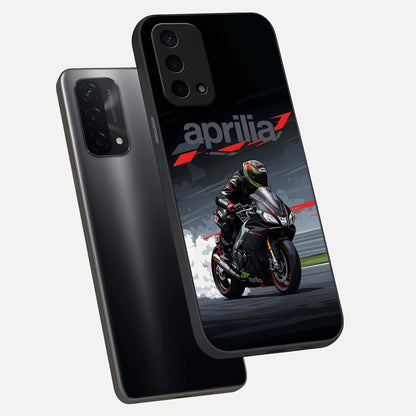  Dark Aprilla phone case For Oppo A74 5G showing premium glass back cover with detailed artwork