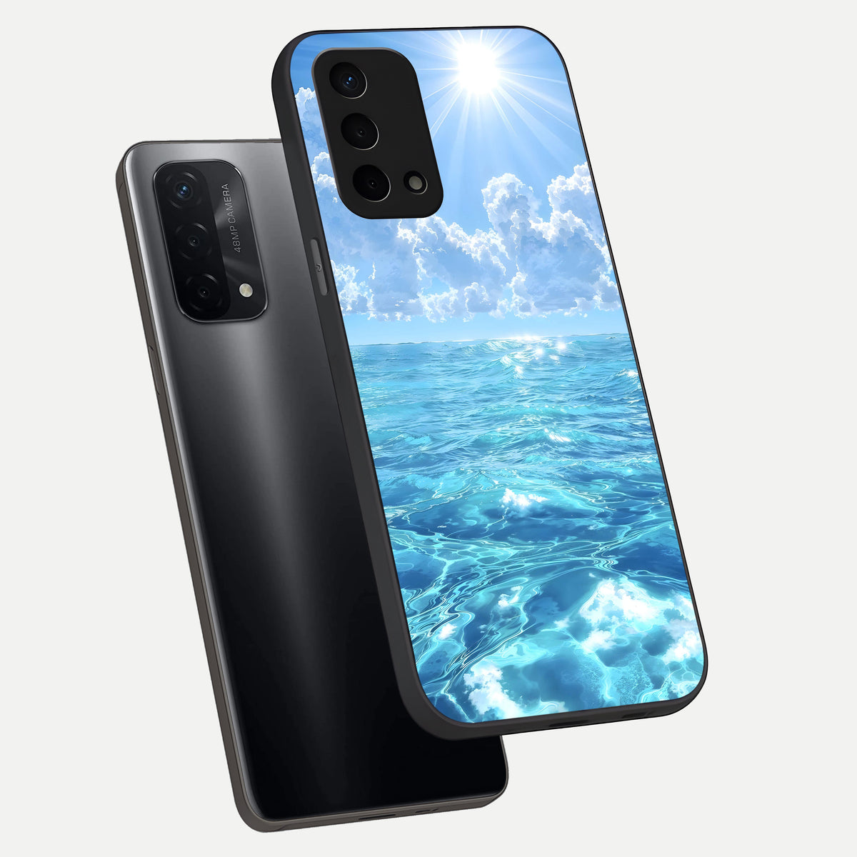  Endless Ocean Horizon phone case For Oppo A74 5G showing premium glass back cover with detailed artwork