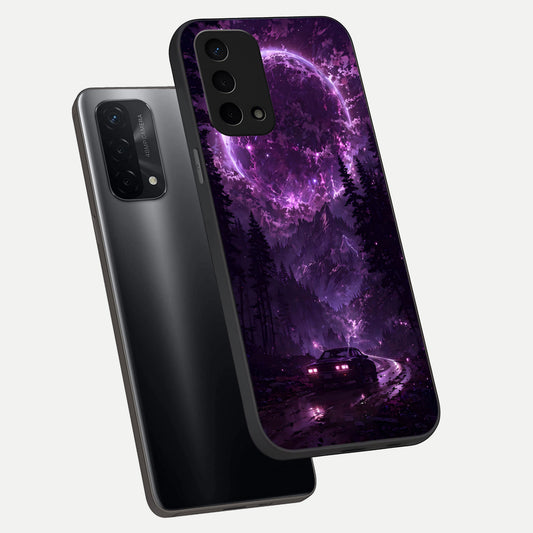  Eternal Cosmic Drive phone case For Oppo A74 5G showing premium glass back cover with detailed artwork