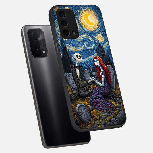  Eternal Night Love phone case For Oppo A74 5G showing premium glass back cover with detailed artwork