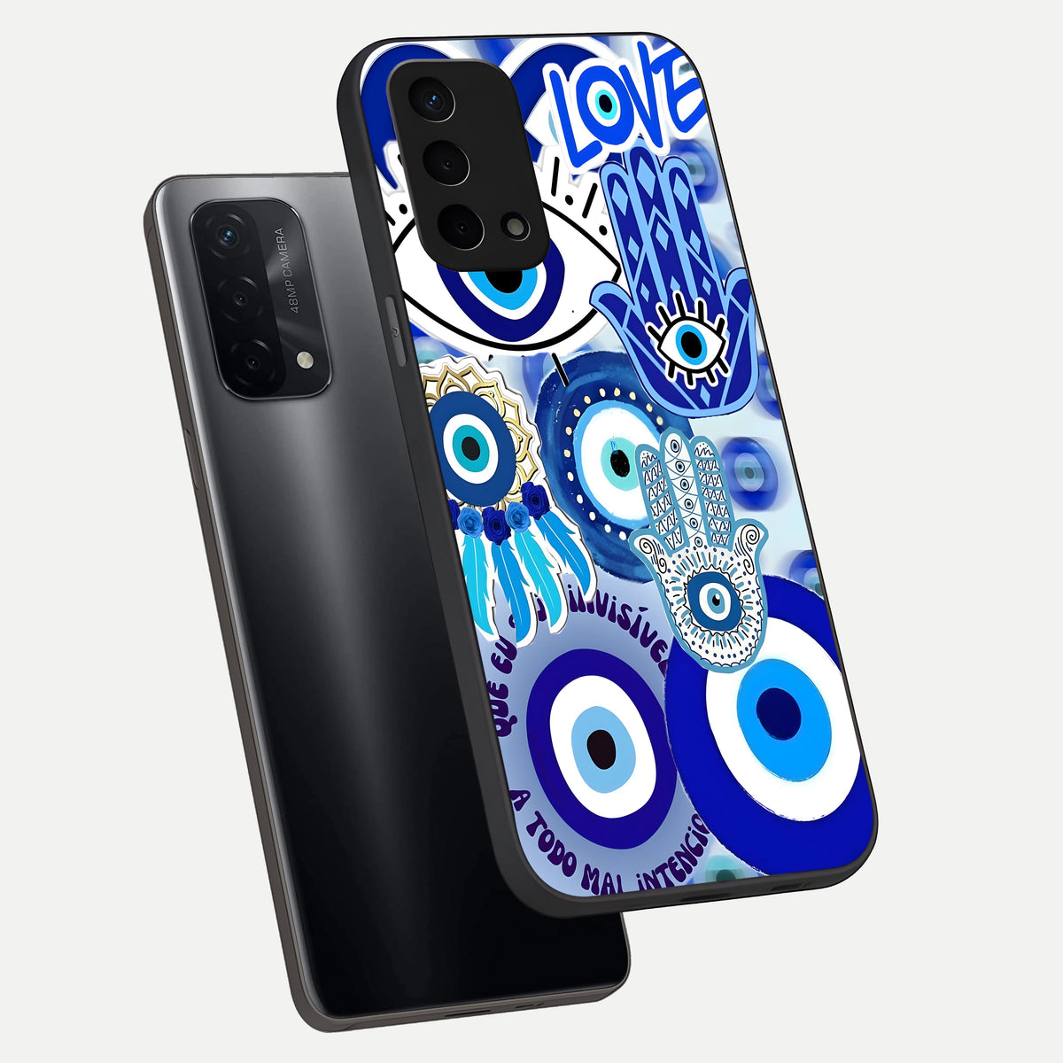  Evil Eyes Dream phone case For Oppo A74 5G showing premium glass back cover with detailed artwork