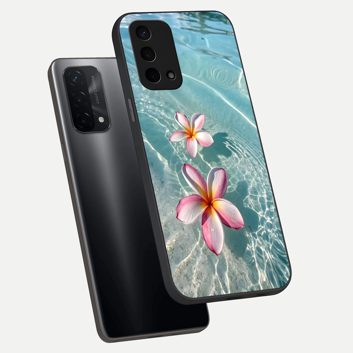  Floating Bloom Bliss phone case For Oppo A74 5G showing premium glass back cover with detailed artwork