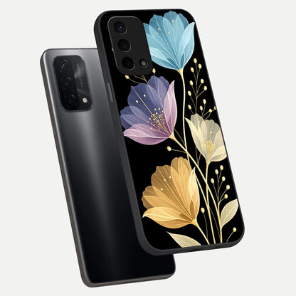  Flower Bloom Glow phone case For Oppo A74 5G showing premium glass back cover with detailed artwork