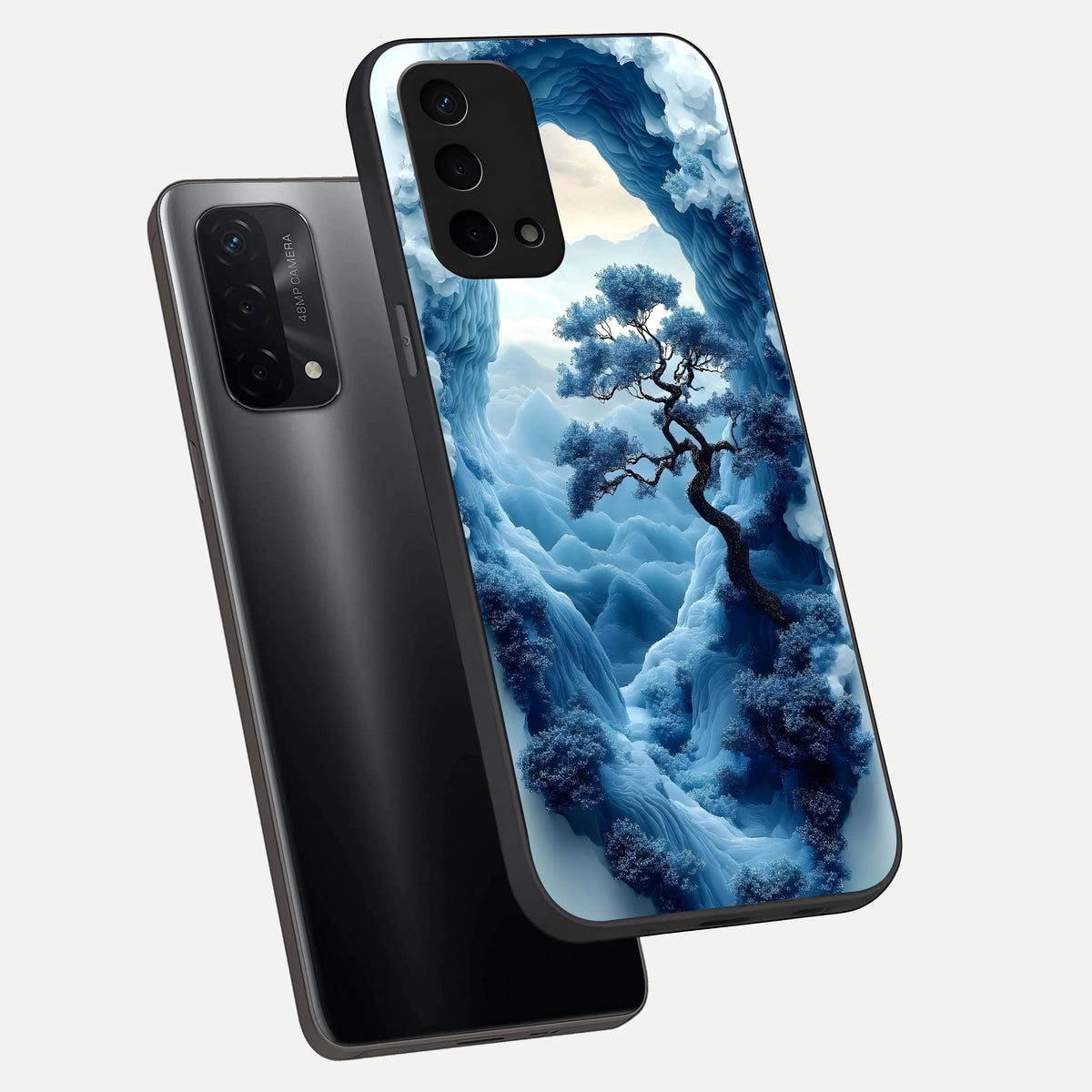 Frozen Serenity Gate phone case For Oppo A74 5G showing premium glass back cover with detailed artwork