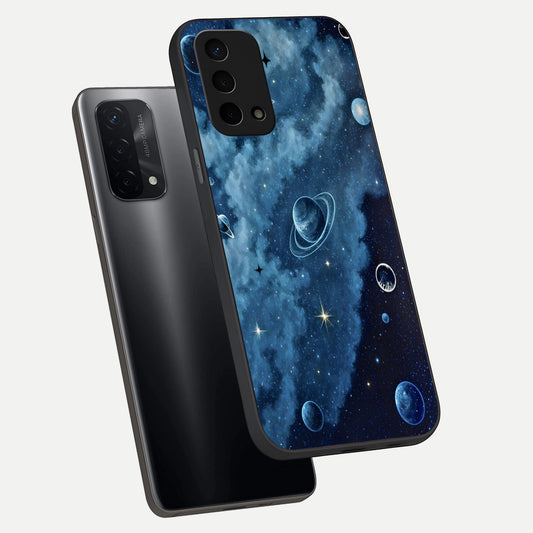  Galaxy Dream Space phone case For Oppo A74 5G showing premium glass back cover with detailed artwork