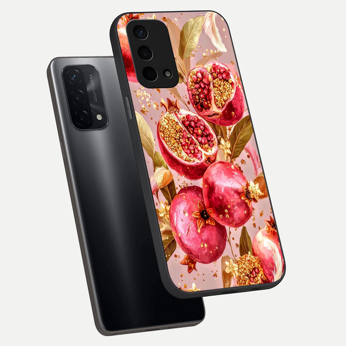  Golden Bloom Glow phone case For Oppo A74 5G showing premium glass back cover with detailed artwork
