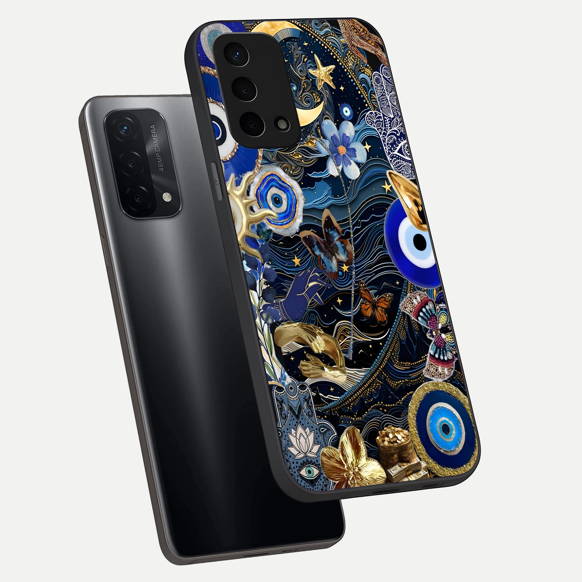  Golden Moon Magic phone case For Oppo A74 5G showing premium glass back cover with detailed artwork