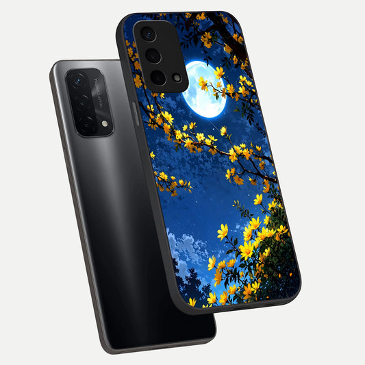  Golden Night Glow phone case For Oppo A74 5G showing premium glass back cover with detailed artwork