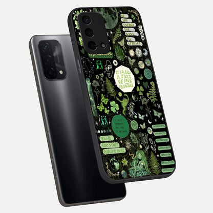  Green Mandala Pattern phone case For Oppo A74 5G showing premium glass back cover with detailed artwork