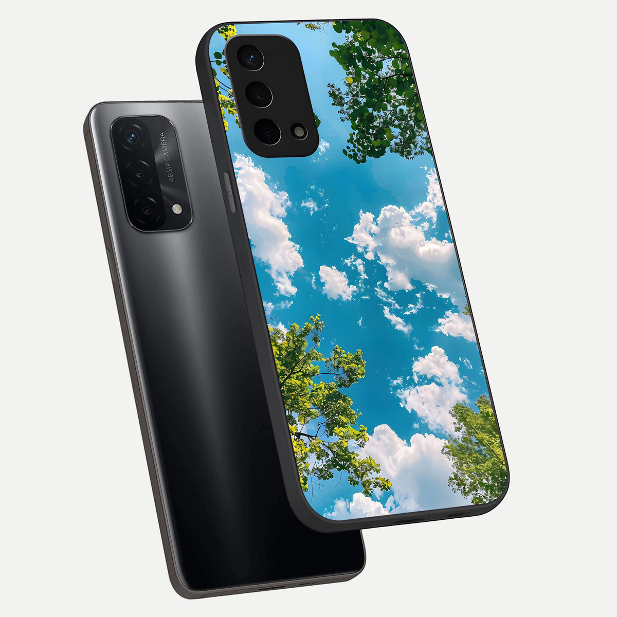  Green Moon Energy phone case For Oppo A74 5G showing premium glass back cover with detailed artwork