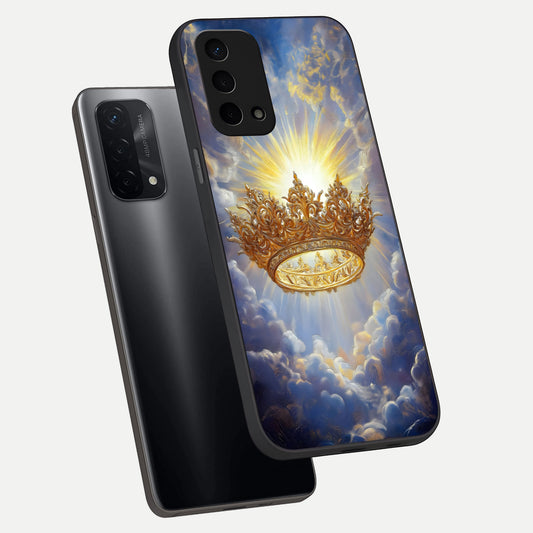  Heavenly Crown Light phone case For Oppo A74 5G showing premium glass back cover with detailed artwork