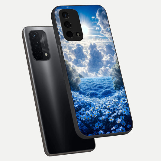  Heavenly Daisy Horizon phone case For Oppo A74 5G showing premium glass back cover with detailed artwork