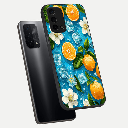  Ice Cube With Orange phone case For Oppo A74 5G showing premium glass back cover with detailed artwork