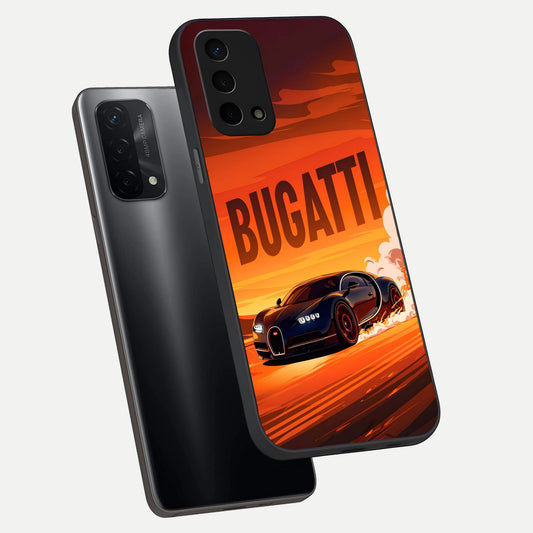  Inferno Bugatti Storm phone case For Oppo A74 5G showing premium glass back cover with detailed artwork