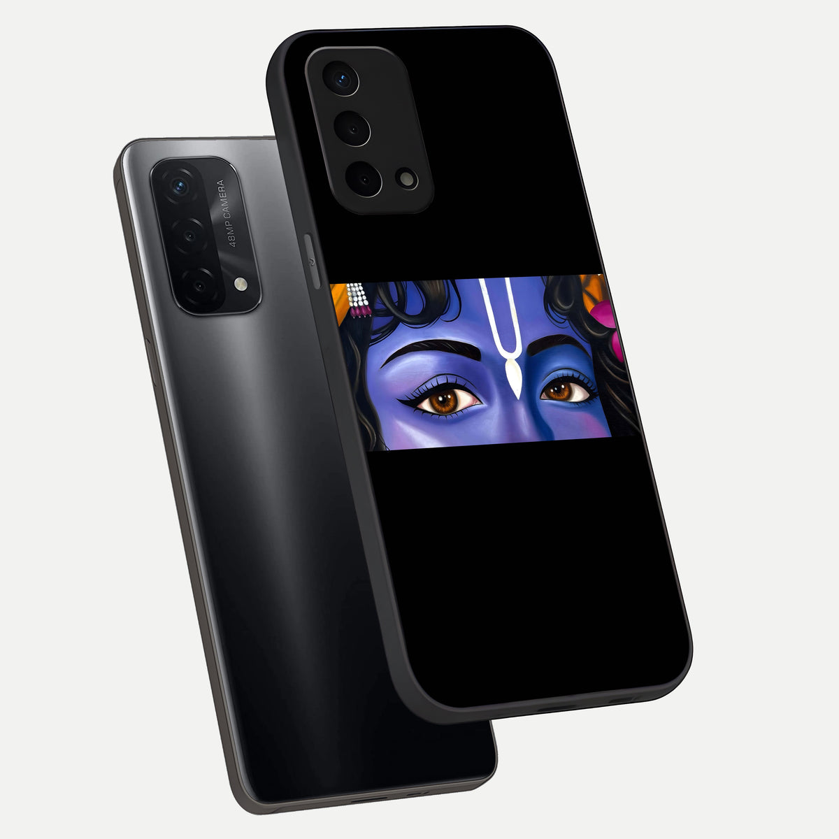  Krishna Eye phone case For Oppo A74 5G showing premium glass back cover with detailed artwork