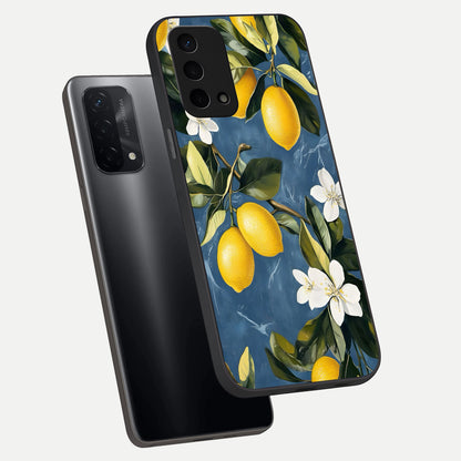  Lemon Dream Garden phone case For Oppo A74 5G showing premium glass back cover with detailed artwork