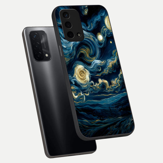  Midnight Sky Whirl phone case For Oppo A74 5G showing premium glass back cover with detailed artwork