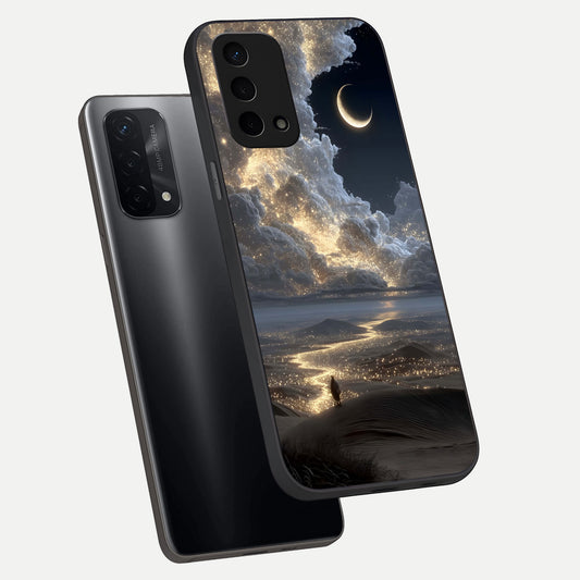  Moonlight Spark Path phone case For Oppo A74 5G showing premium glass back cover with detailed artwork