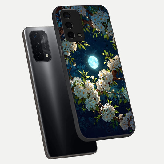  Moonlit Blossom Dream phone case For Oppo A74 5G showing premium glass back cover with detailed artwork