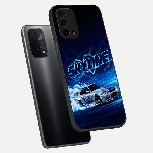  Neon Drift Beast phone case For Oppo A74 5G showing premium glass back cover with detailed artwork