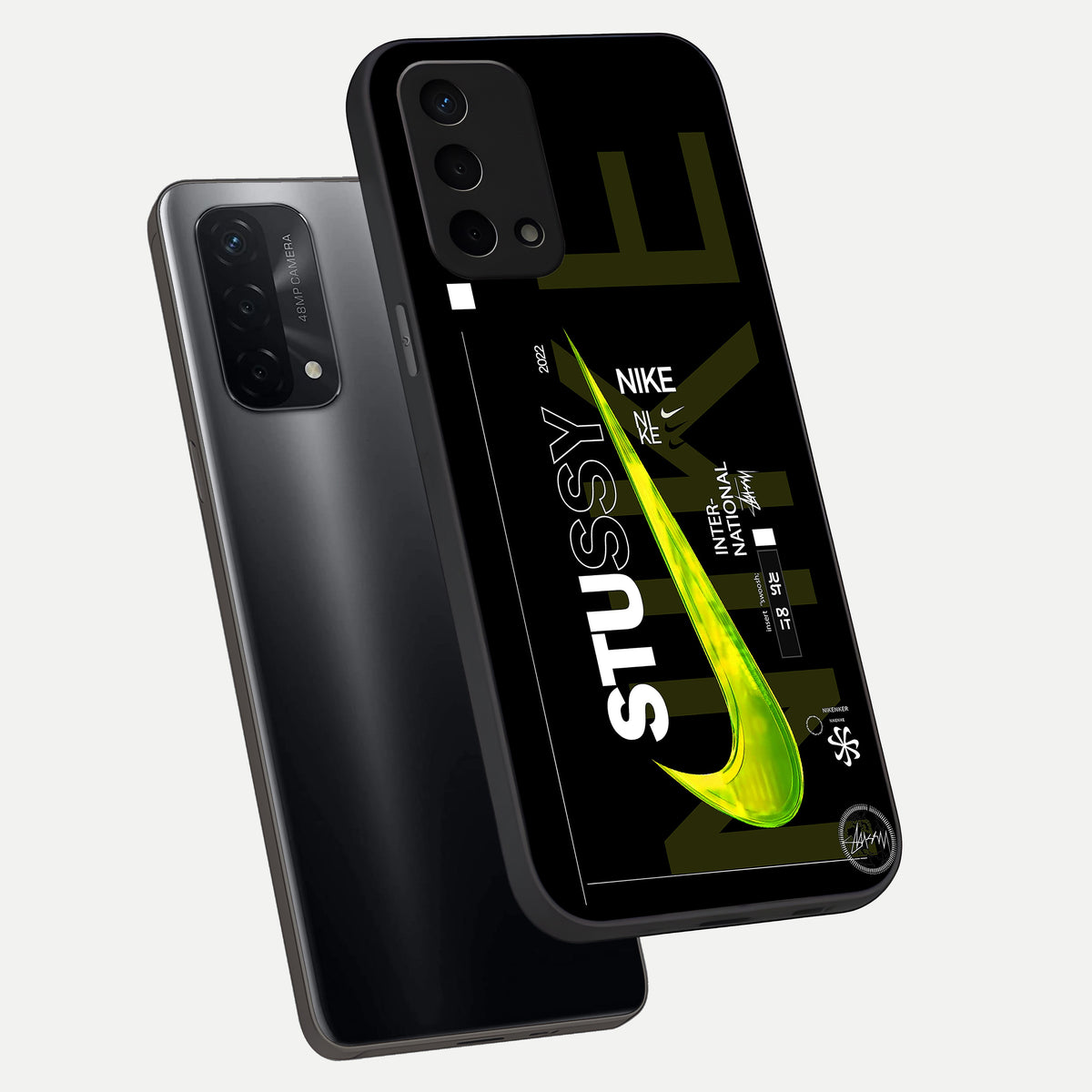  Neon Street Edition phone case For Oppo A74 5G showing premium glass back cover with detailed artwork