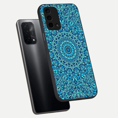  Ocean Bloom Mandala phone case For Oppo A74 5G showing premium glass back cover with detailed artwork