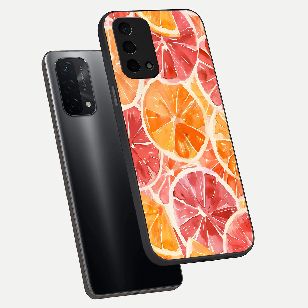  Orange Fruits Pattern phone case For Oppo A74 5G showing premium glass back cover with detailed artwork