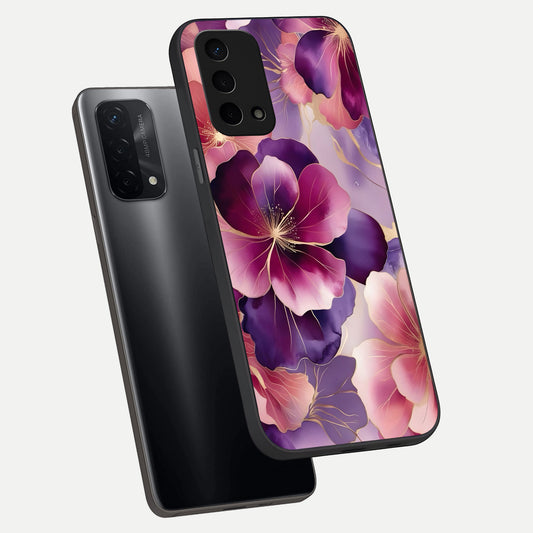  Pink Bouquet Florals phone case For Oppo A74 5G showing premium glass back cover with detailed artwork