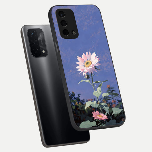  Pink Shells Outline phone case For Oppo A74 5G showing premium glass back cover with detailed artwork