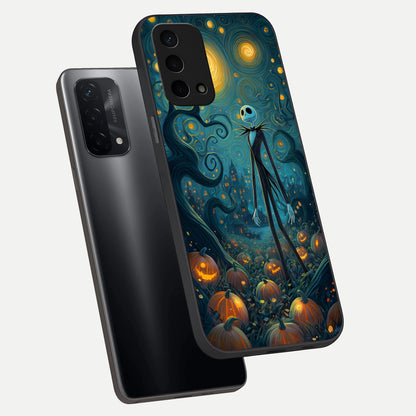  Pumpkin Moonlight Tale phone case For Oppo A74 5G showing premium glass back cover with detailed artwork