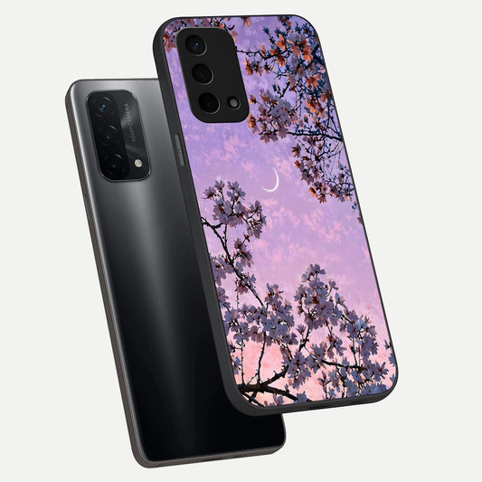  Purple Serenity Moon phone case For Oppo A74 5G showing premium glass back cover with detailed artwork