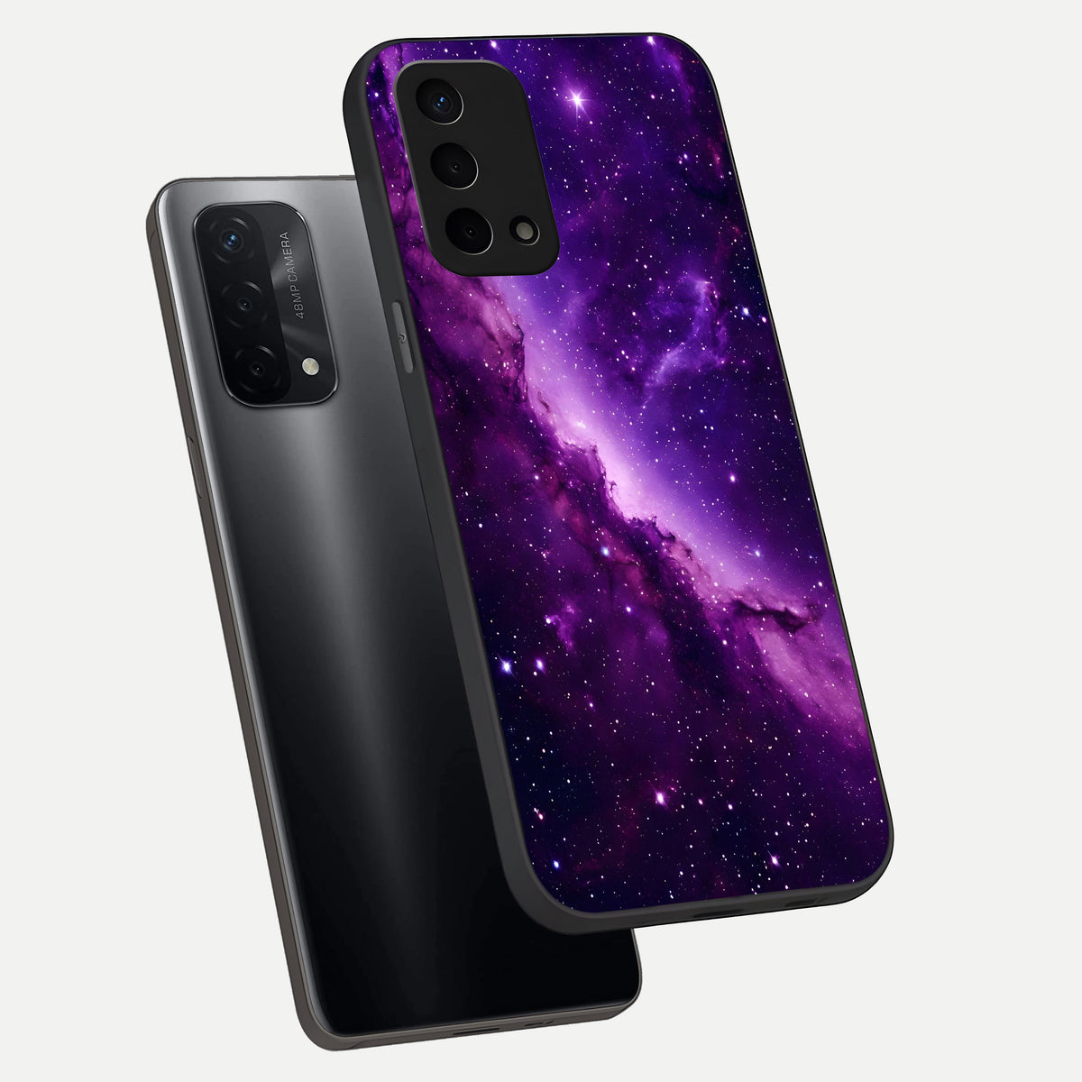  Purple Shade Sky phone case For Oppo A74 5G showing premium glass back cover with detailed artwork