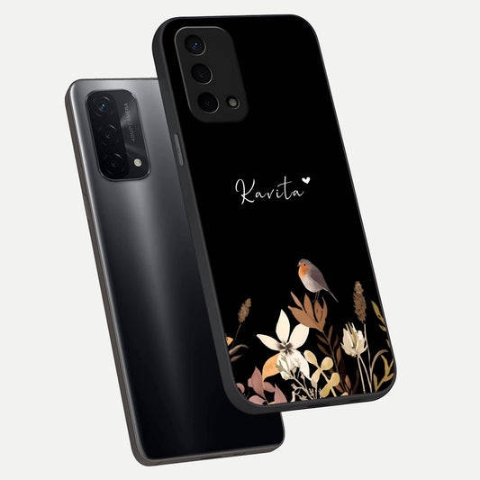  Quiet Garden Tune Custom Name phone case For Oppo A74 5G showing premium glass back cover with detailed artwork