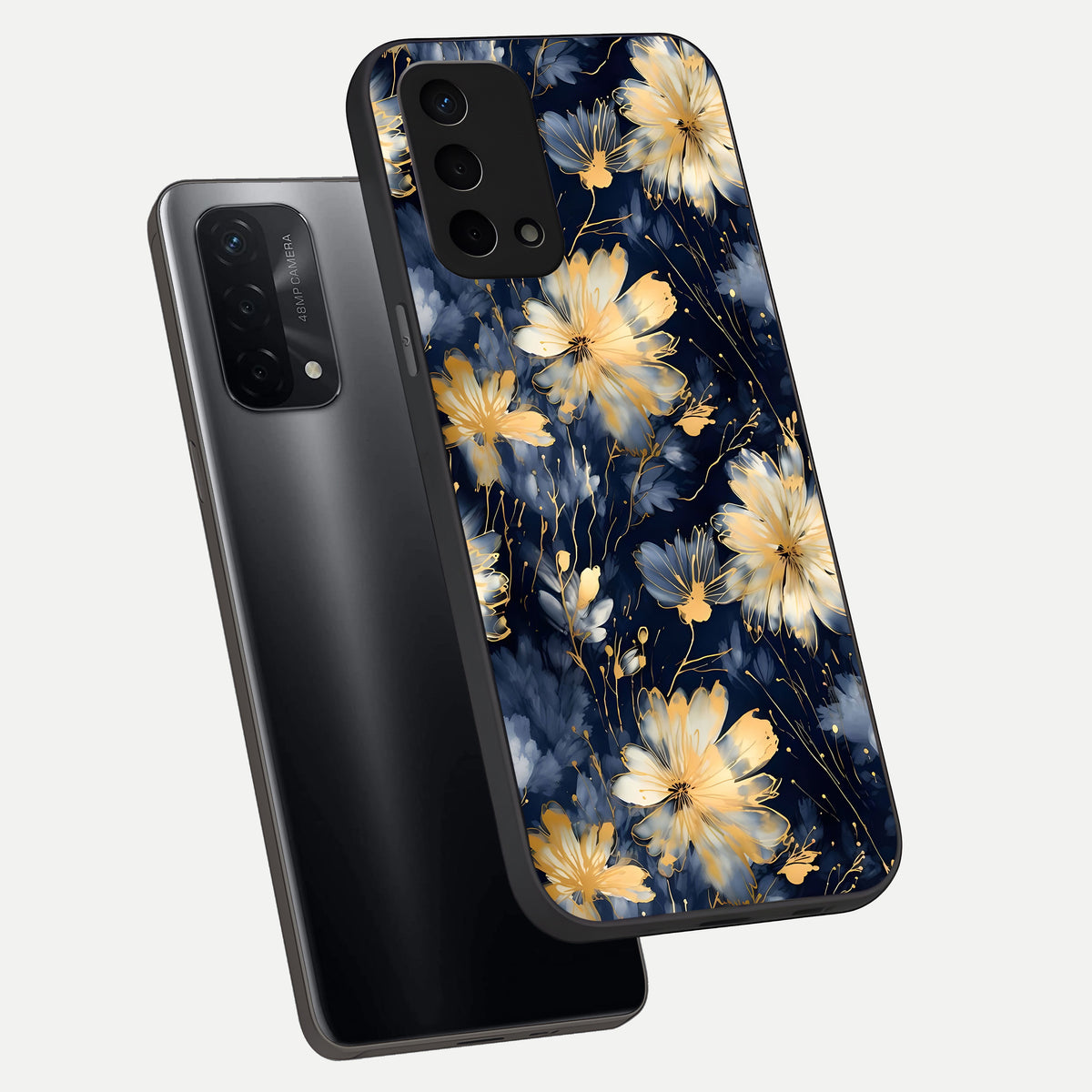  Royal Petal Dream phone case For Oppo A74 5G showing premium glass back cover with detailed artwork