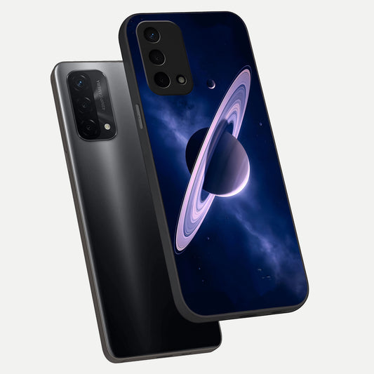  Saturn Ring Mystique phone case For Oppo A74 5G showing premium glass back cover with detailed artwork