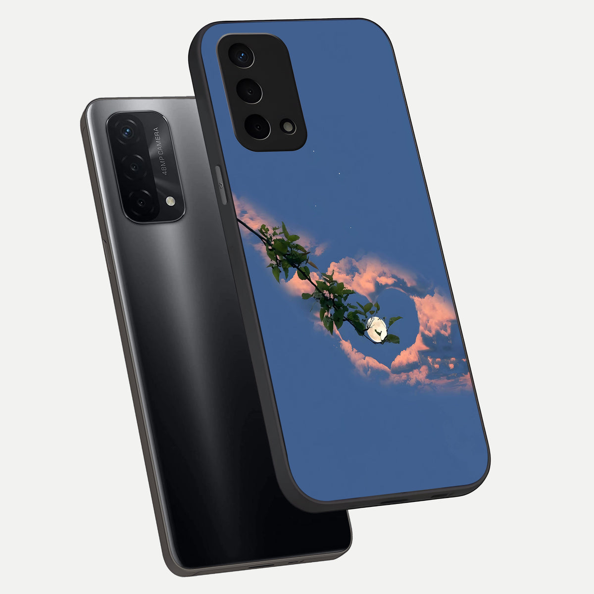  Sky Under Tree phone case For Oppo A74 5G showing premium glass back cover with detailed artwork