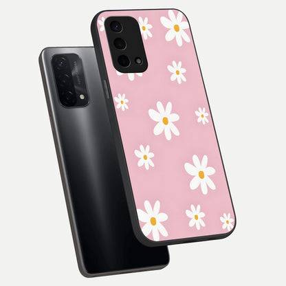  Soft Daisy Bliss phone case For Oppo A74 5G showing premium glass back cover with detailed artwork