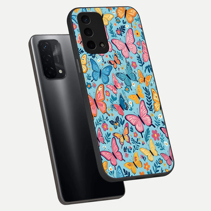  Spring Wing Garden phone case For Oppo A74 5G showing premium glass back cover with detailed artwork