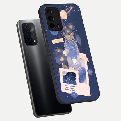  Starlit Cosmic Jar phone case For Oppo A74 5G showing premium glass back cover with detailed artwork