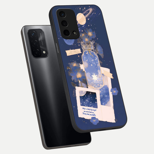  Starlit Cosmic Jar phone case For Oppo A74 5G showing premium glass back cover with detailed artwork
