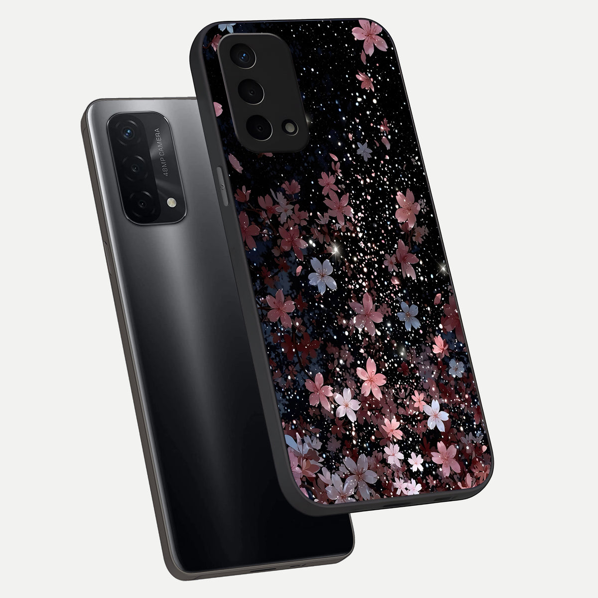  Starlit Flower Dreams phone case For Oppo A74 5G showing premium glass back cover with detailed artwork