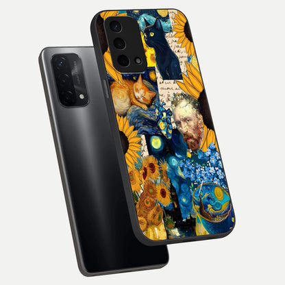  Sunflower Chic Mood Custom Name phone case For Oppo A74 5G showing premium glass back cover with detailed artwork