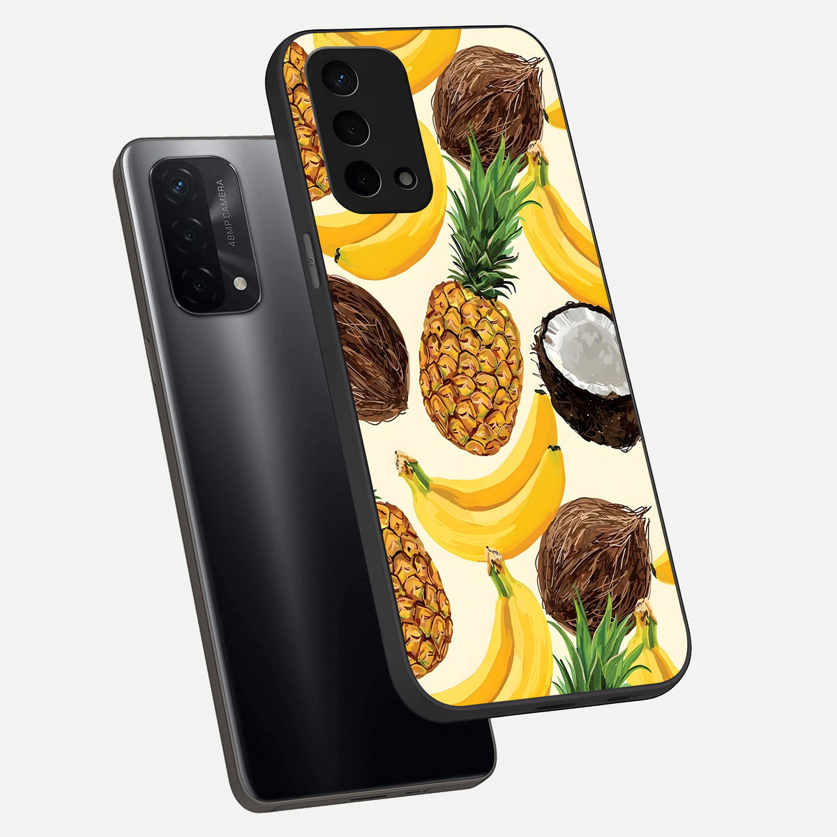  Tropical Fruit Mood phone case For Oppo A74 5G showing premium glass back cover with detailed artwork