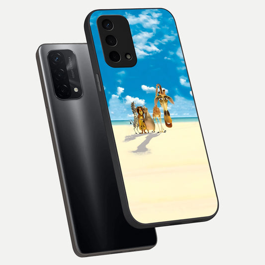  Tropical Fun Squad phone case For Oppo A74 5G showing premium glass back cover with detailed artwork