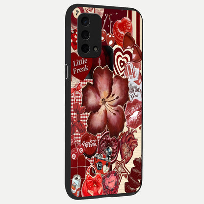  Aesthetic Little Freak back cover For Oppo A74 5G slim fit glass case with vibrant aesthetic design